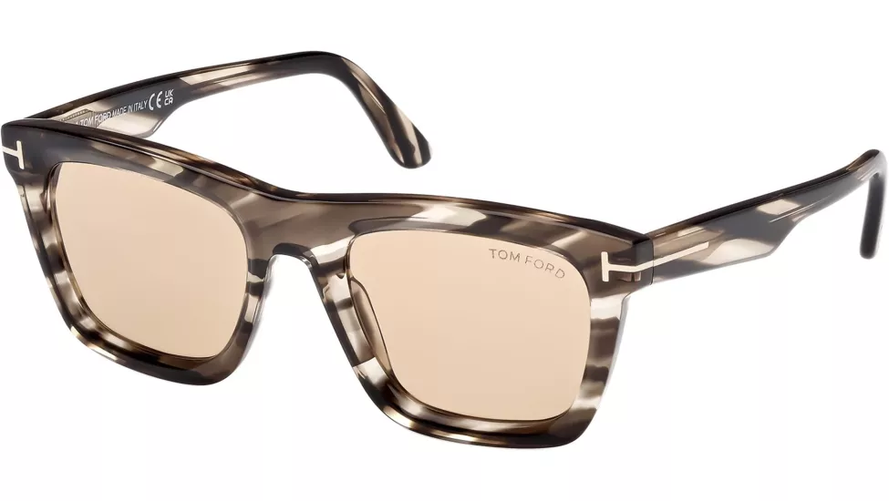 Tom Ford LELIO (FT1207-56E) 52 | Unisex Desenli Gri Güneş Gözlüğü